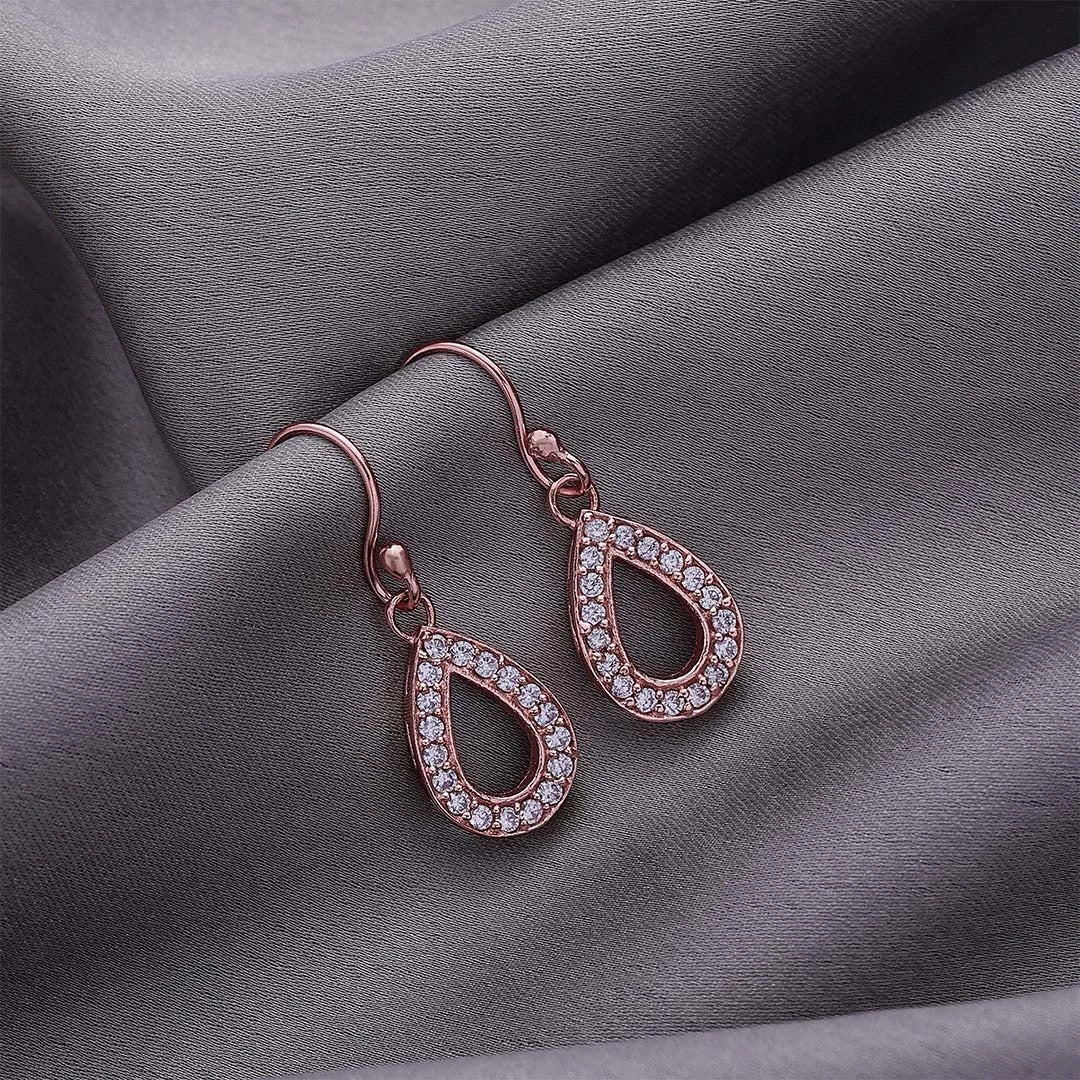 Drop Earrings - Pure Silver Earrings &#8211; Enriched With CZ Stones