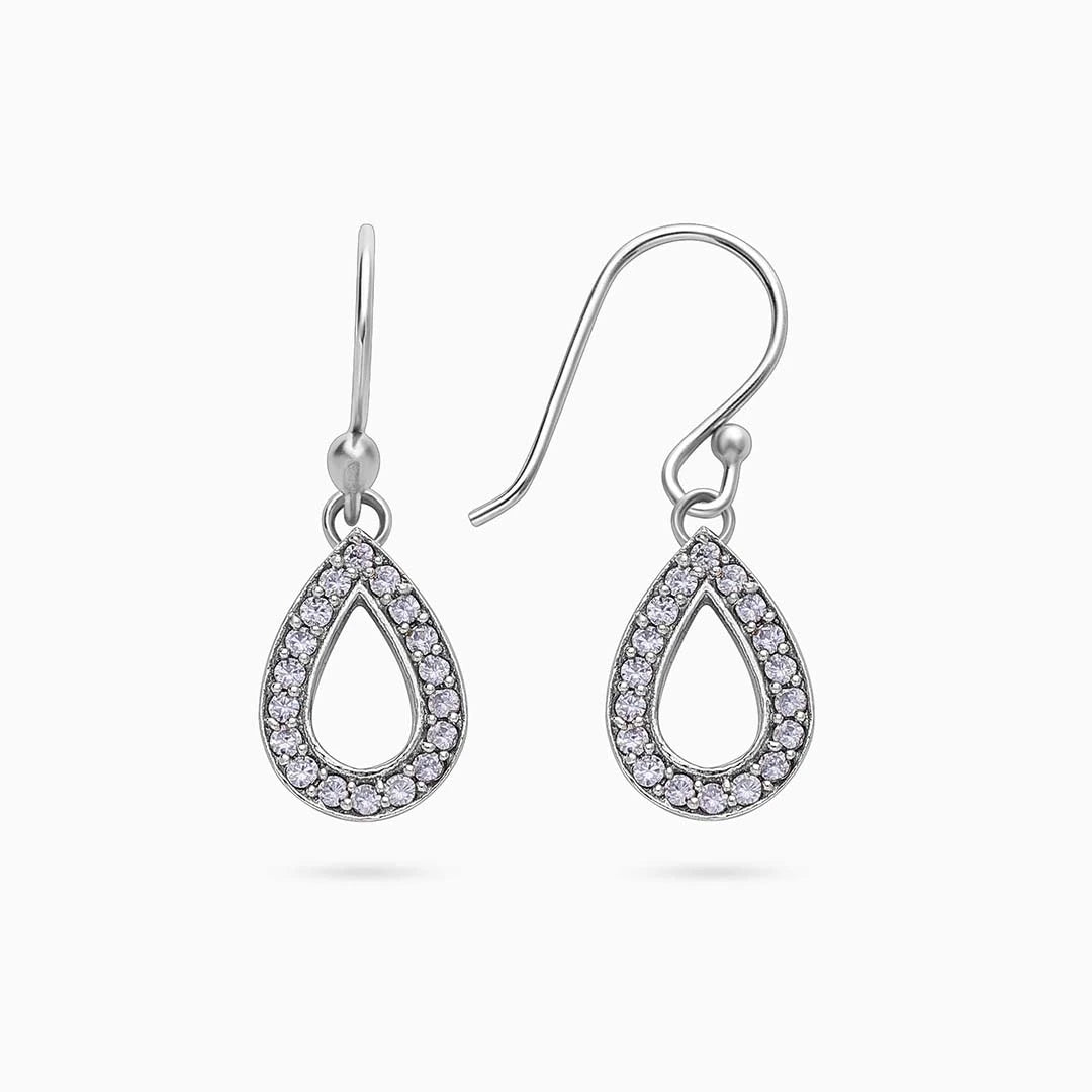cz earrings - Pure Silver Earrings &#8211; Grand CZ Stone With Silver Finish
