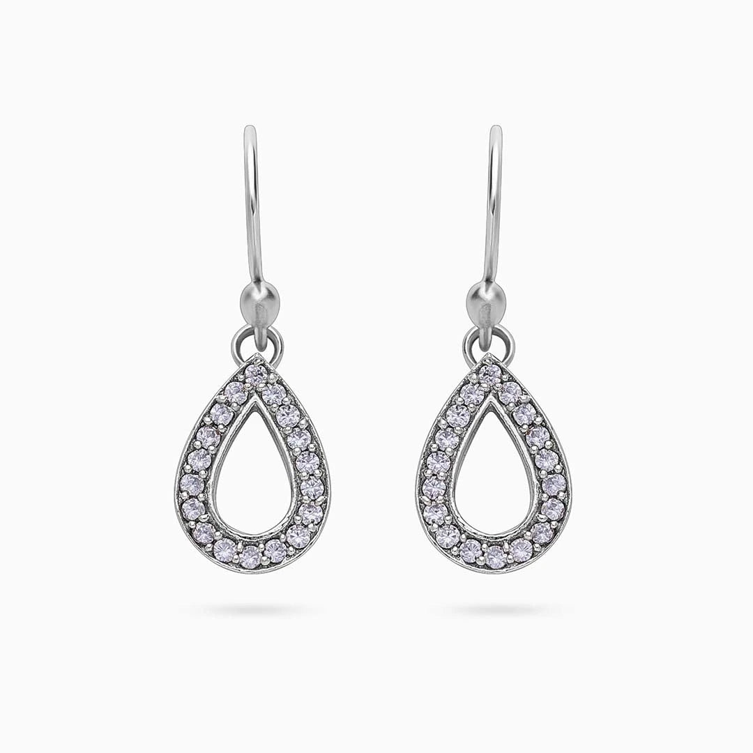 Tops Earrings - Pure Silver Earrings &#8211; Grand CZ Stone With Silver Finish