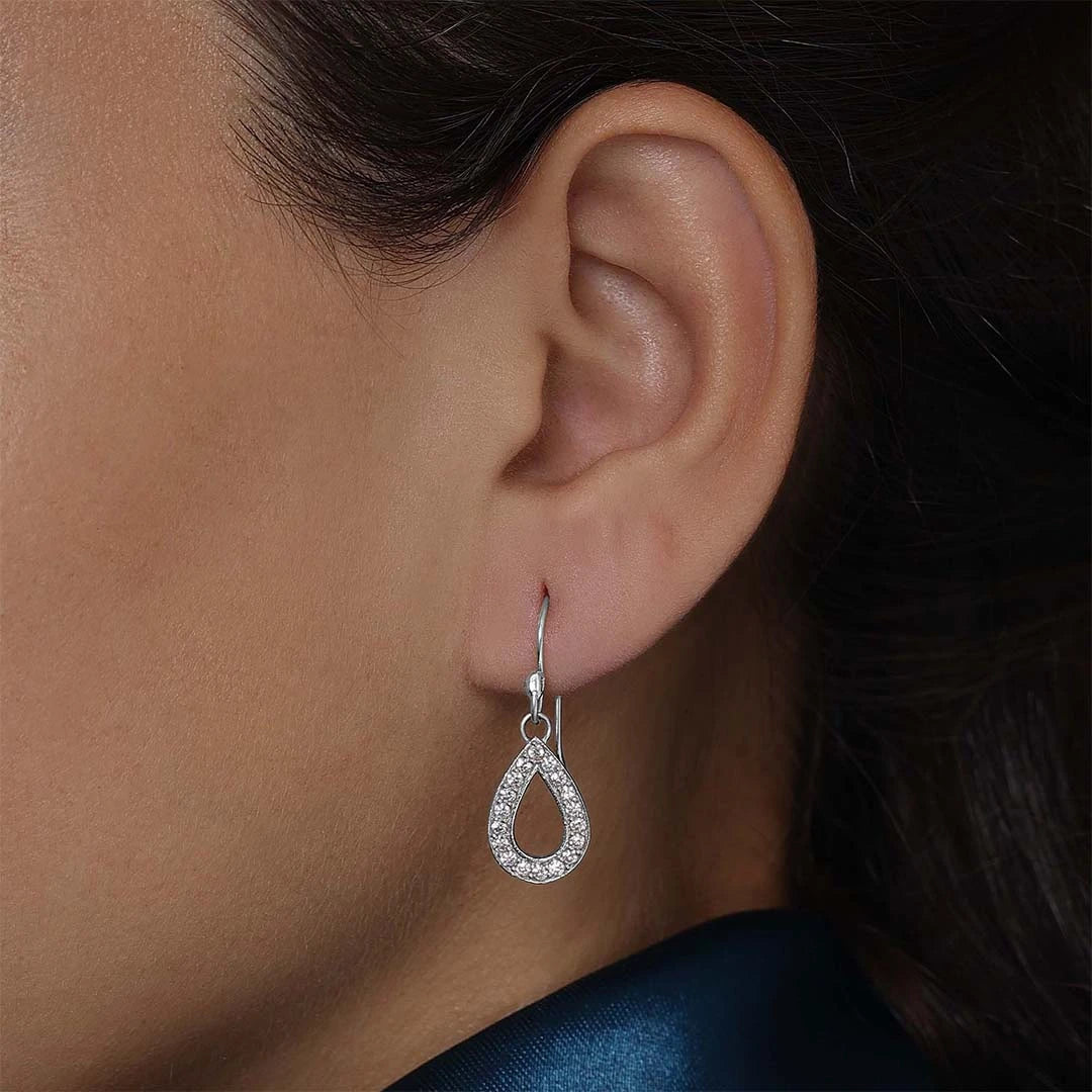 Silver Earrings - Pure Silver Earrings &#8211; Grand CZ Stone With Silver Finish