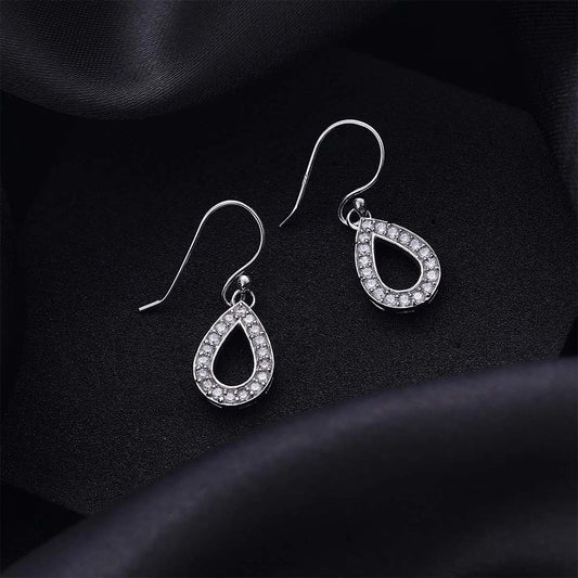 Drop Earrings - Pure Silver Earrings &#8211; Grand CZ Stone With Silver Finish