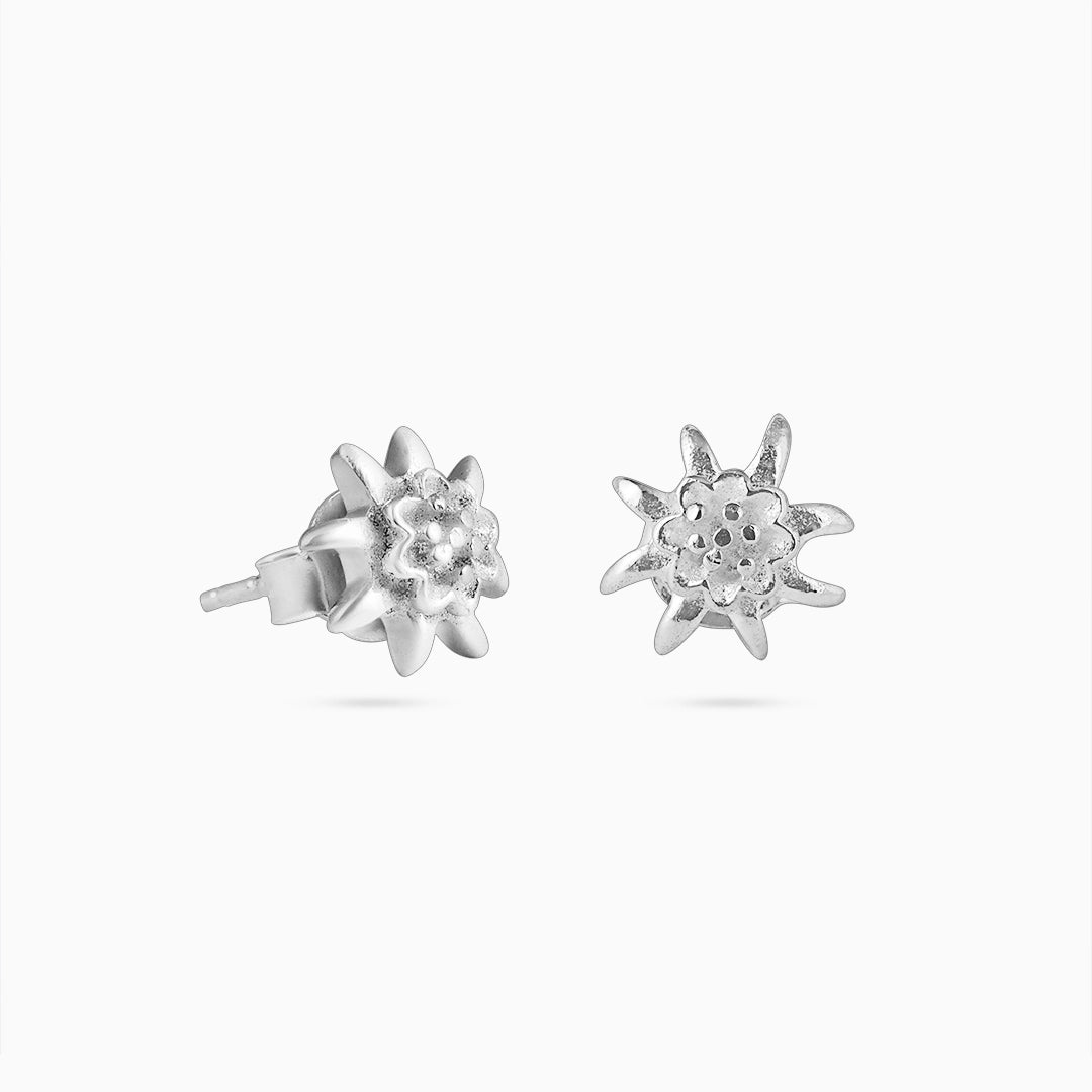 silver studs - Pure Silver Stud Earrings &#8211; Glossy Floral Design