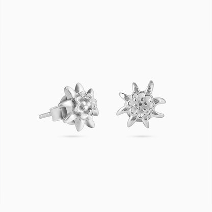 silver studs - Pure Silver Stud Earrings &#8211; Glossy Floral Design
