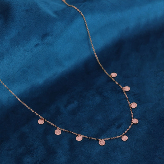 Classic Necklace - Pure Silver Necklace &#8211; Chain Of Mini Rose Gold Coins