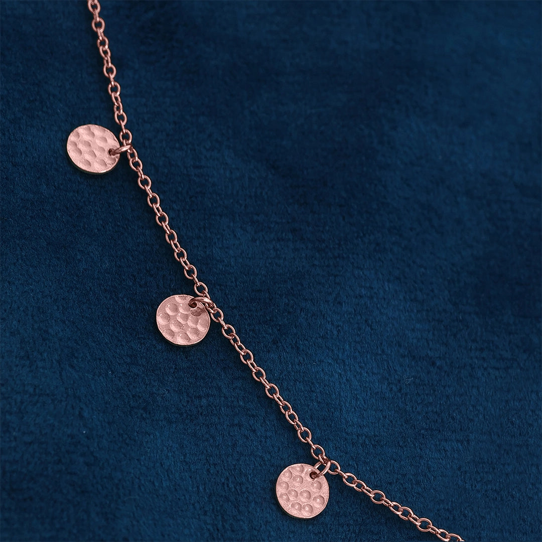 Neck Pieces - Pure Silver Necklace &#8211; Chain Of Mini Rose Gold Coins