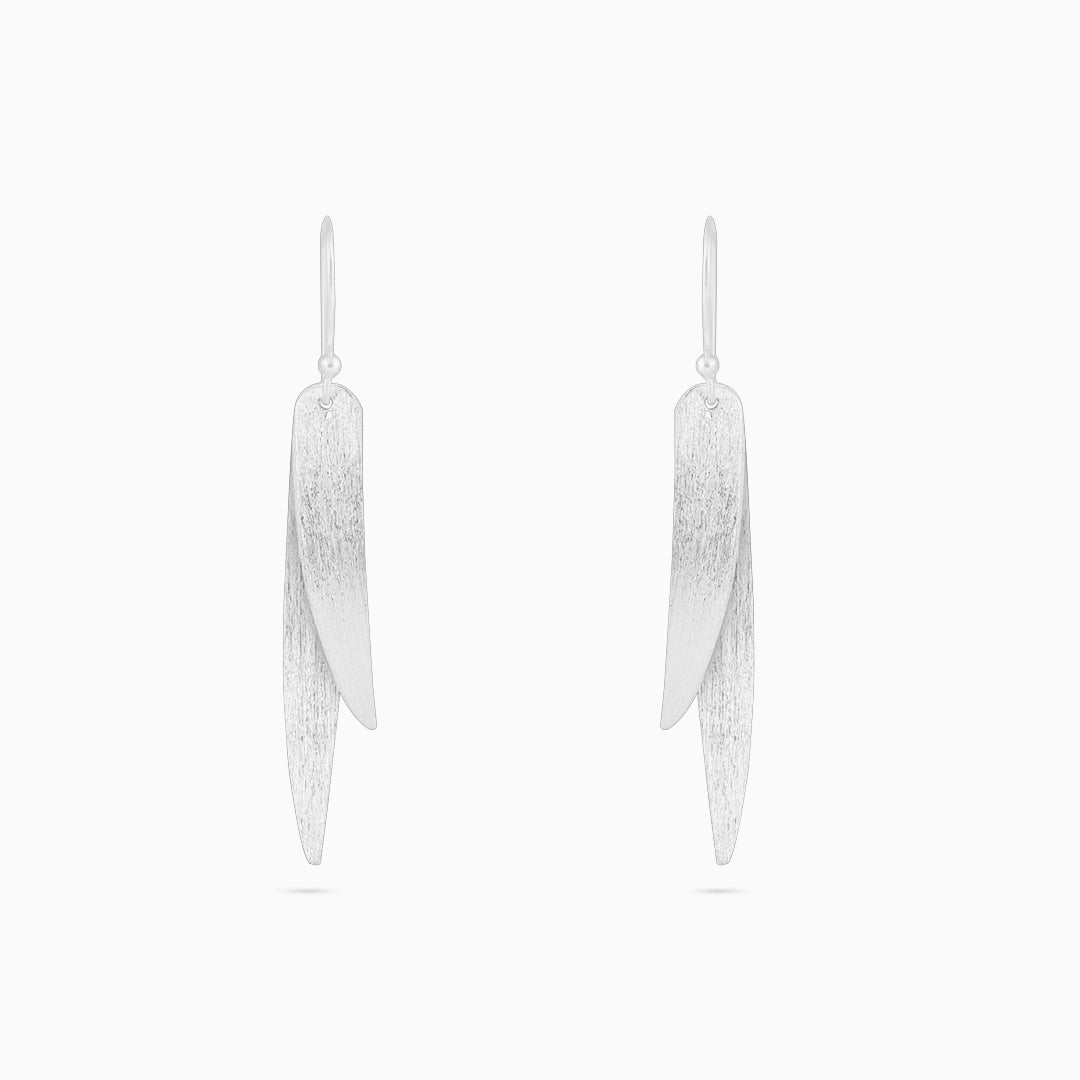 Silver Earrings - Pure Silver Earring &#8211; Long Feather Shaped Sleek