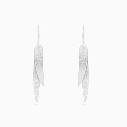 Silver Earrings - Pure Silver Earring &#8211; Long Feather Shaped Sleek