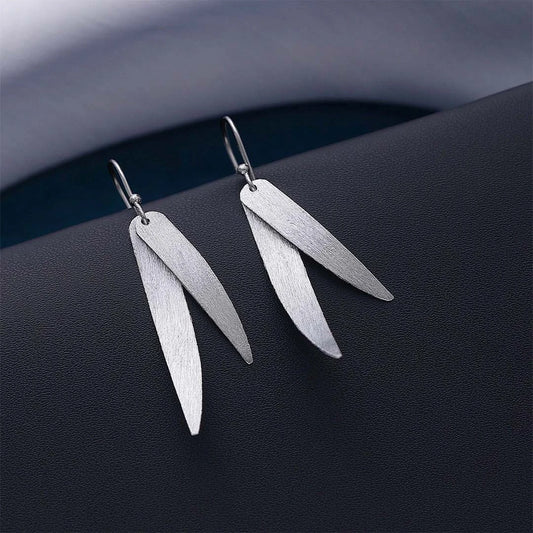 Great Summer Sale - Pure Silver Earring &#8211; Long Feather Shaped Sleek
