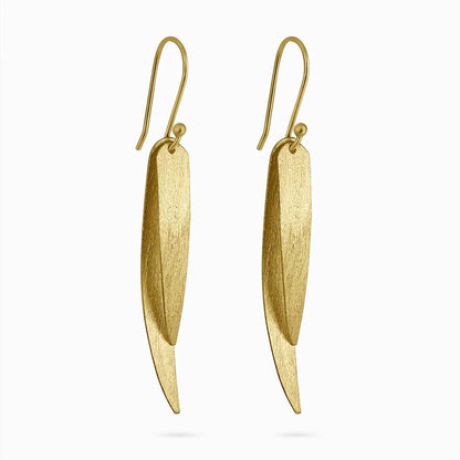 Great Summer Sale - Pure Silver Earrings &#8211; Sleek Feather With Gold Plated