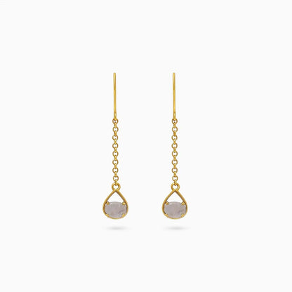 937 - Pure Silver Earrings &#8211; Sparkling Gold Plated Moonstone