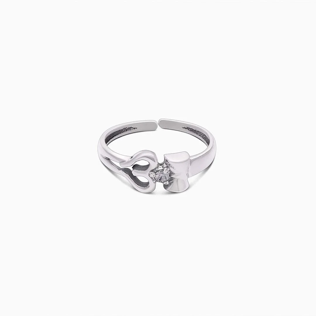 304 - Pure 925 Silver Ring &#8211; Cubic Zirconia Om Design