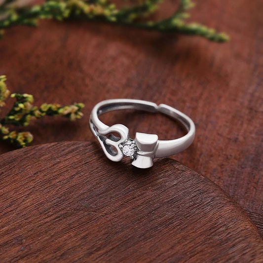 Silver Open Ring design - Pure 925 Silver Ring &#8211; Cubic Zirconia Om Design
