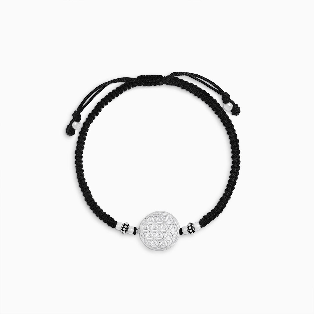 black thread silver anklets - Pure Silver Anklet &#8211; Boho Mandala Black Thread