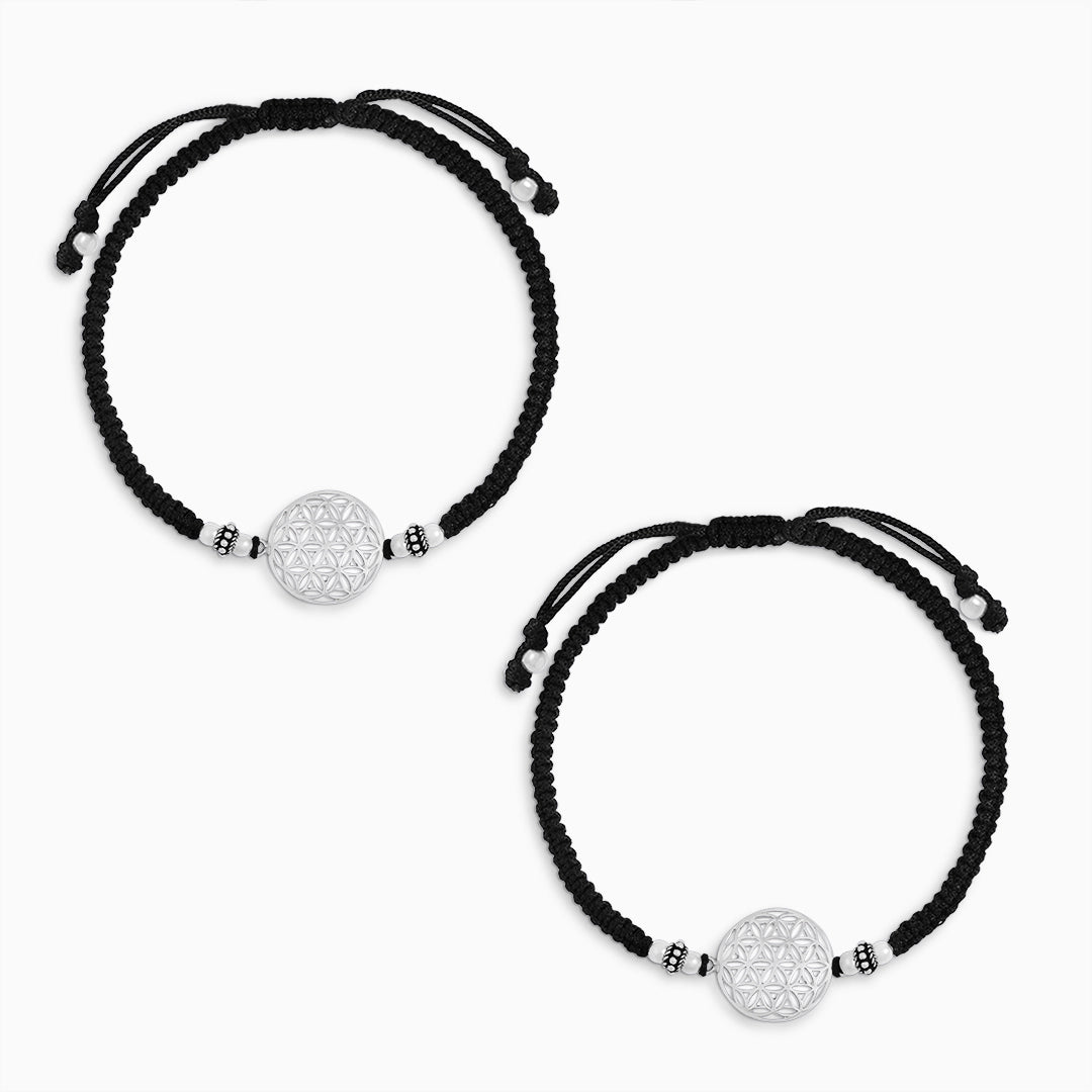 Blrack thread - Pure Silver Anklet &#8211; Boho Mandala Black Thread