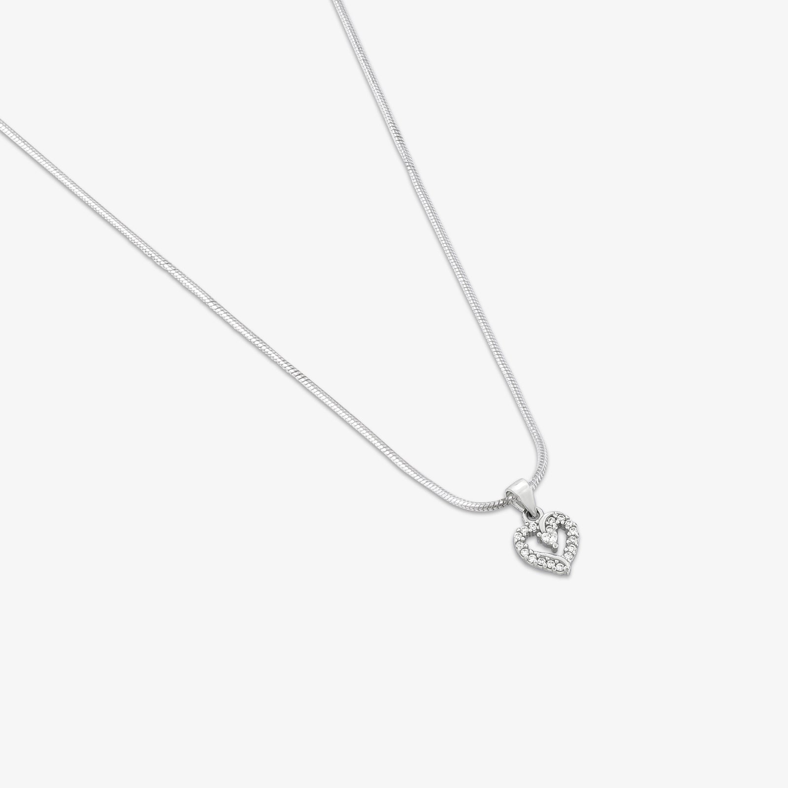 Heart Shaped Silver Pendant & Earrings Set - Tweov Jewels