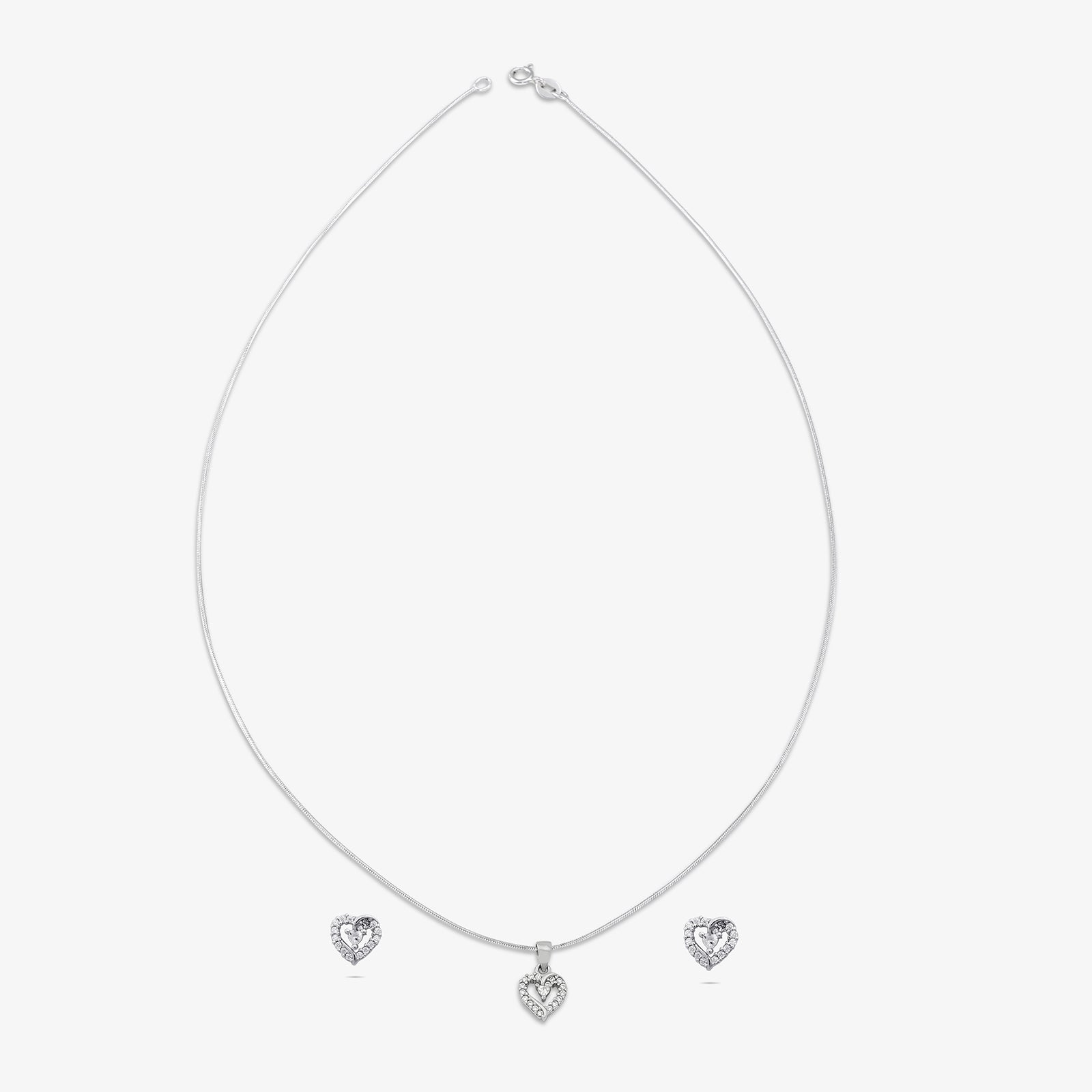 Heart Shaped Silver Pendant & Earrings Set - Tweov Jewels