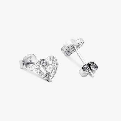 Heart Shaped Silver Pendant & Earrings Set - Tweov Jewels