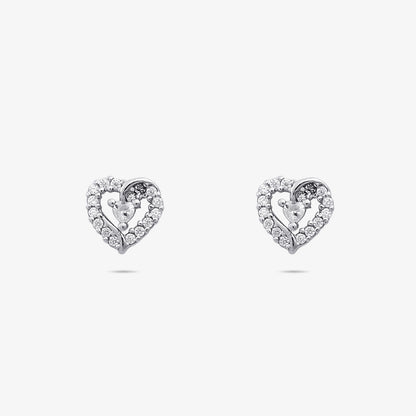 Heart Shaped Silver Pendant & Earrings Set - Tweov Jewels