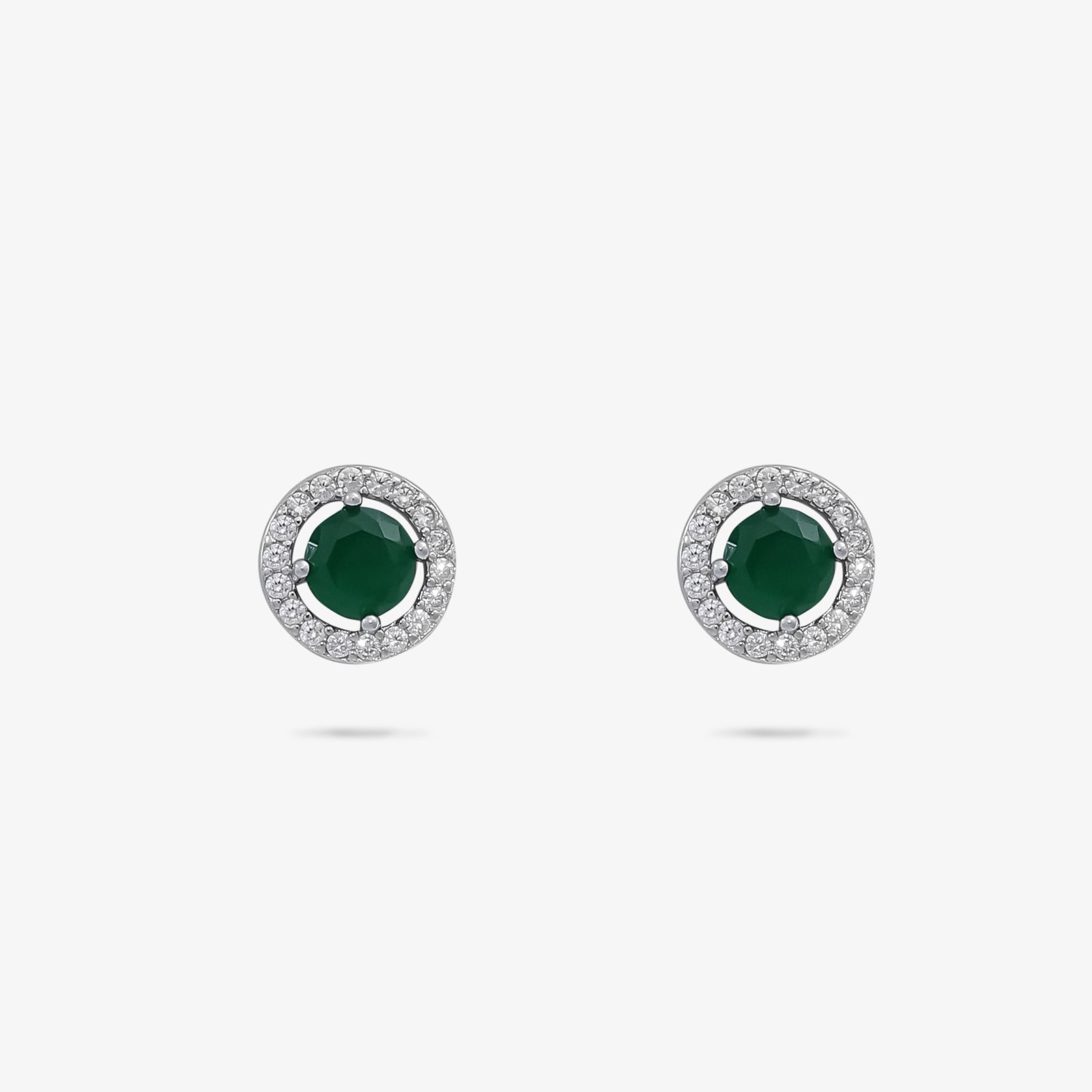 Round Cut Green Stone Silver Pendant & Earrings Set - Tweov Jewels
