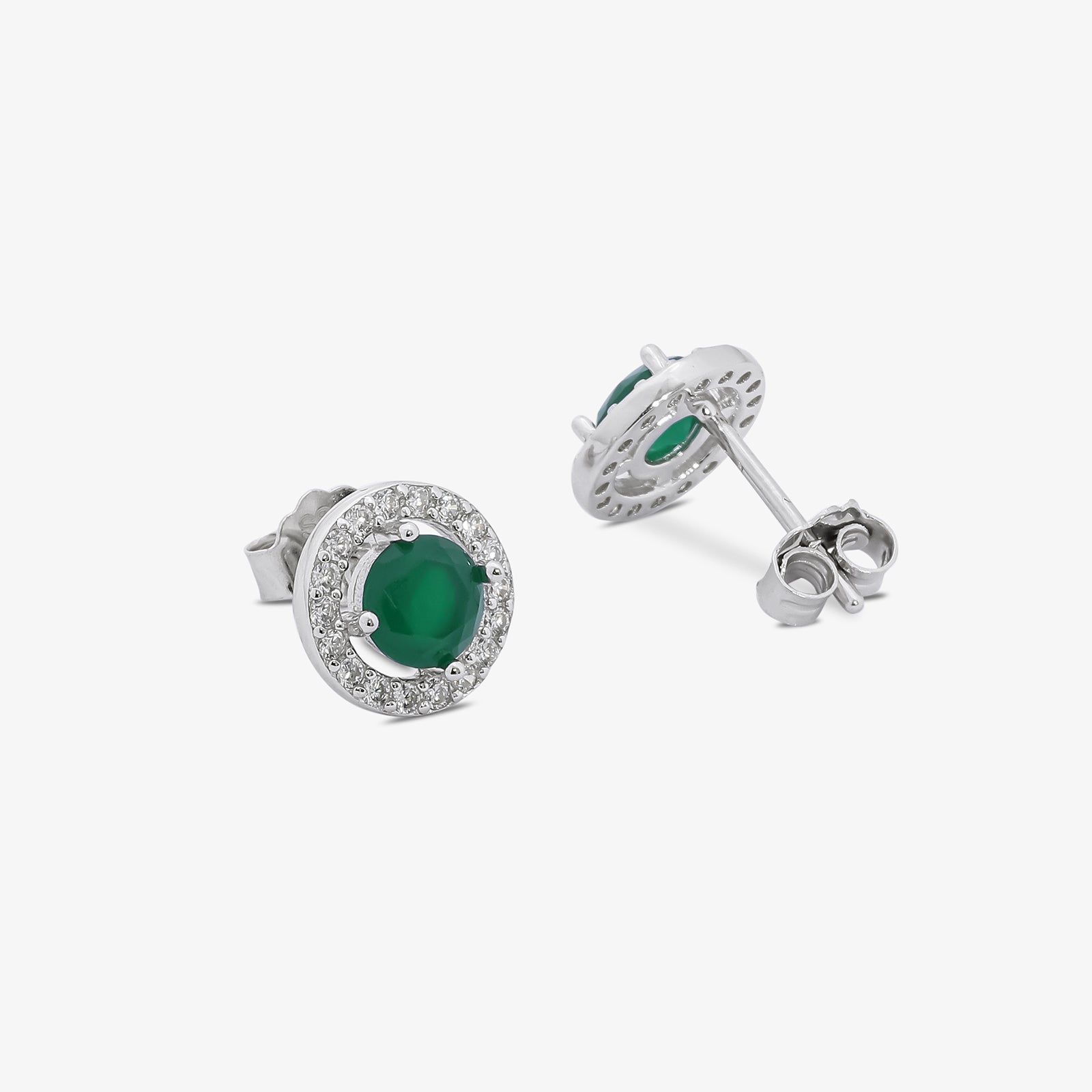Round Cut Green Stone Silver Pendant & Earrings Set - Tweov Jewels