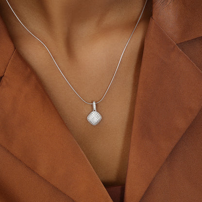 Designer Square Silver Pendant & Earrings Set - Tweov Jewels