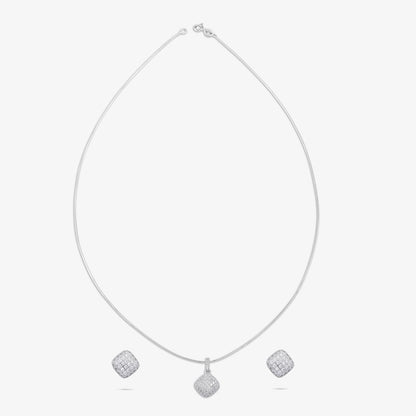 Designer Square Silver Pendant & Earrings Set - Tweov Jewels