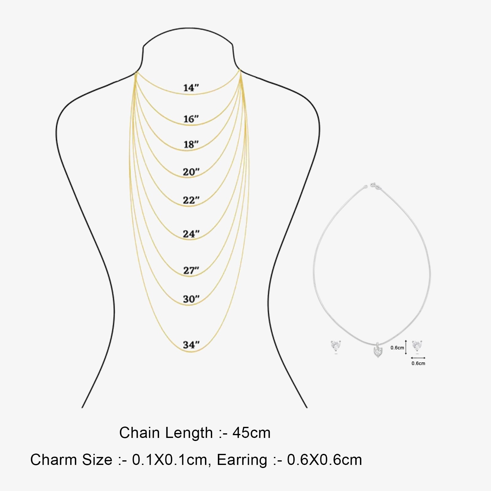 Solitaire Heart Shaped Silver Pendant & Earring Set - Tweov Jewels