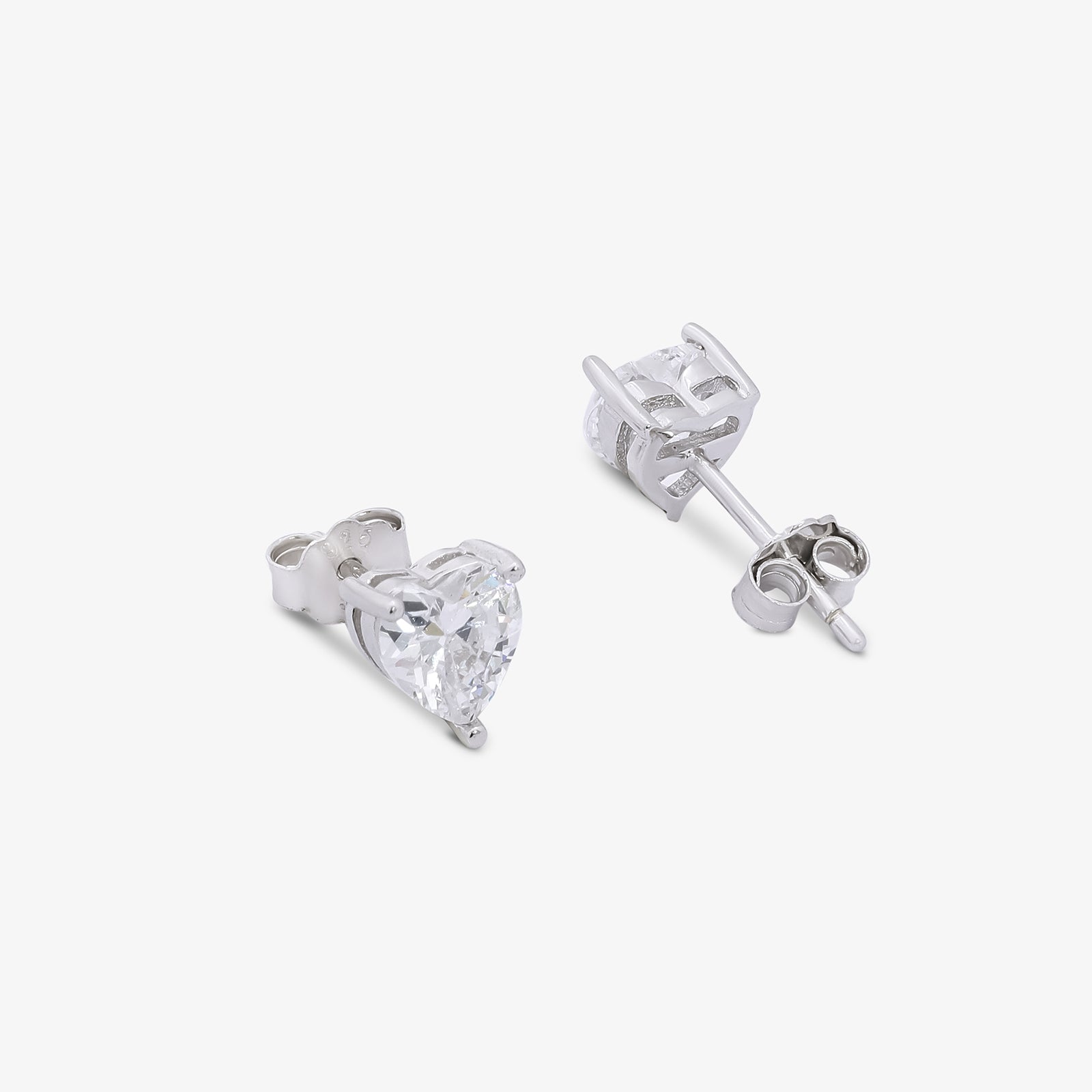 Solitaire Heart Shaped Silver Pendant & Earring Set - Tweov Jewels