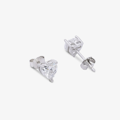 Solitaire Heart Shaped Silver Pendant & Earring Set - Tweov Jewels