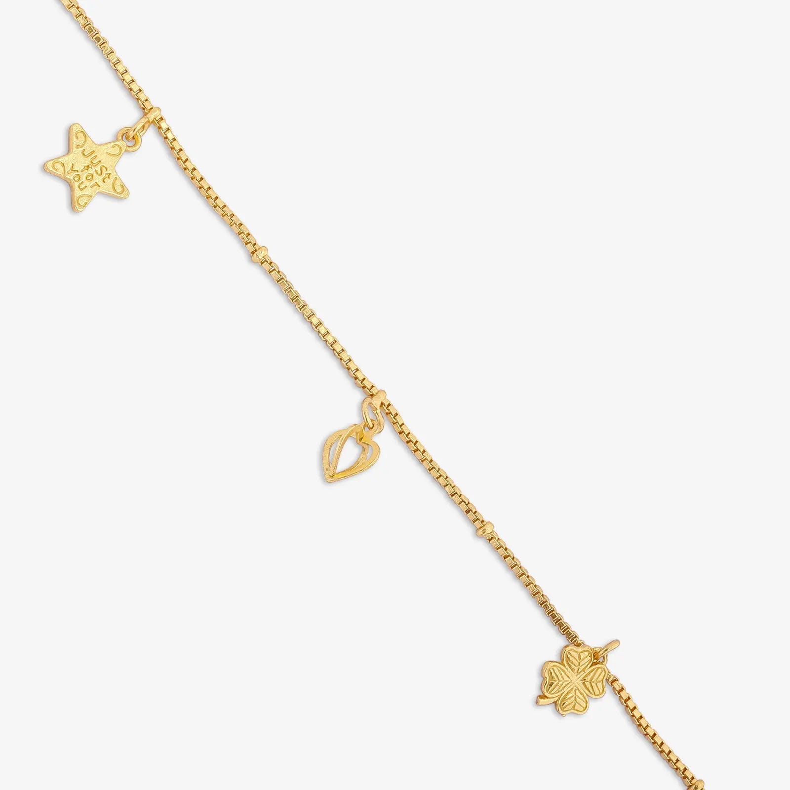 Gold Plated Heart Lucky Charm Silver Bracelet - Tweov Jewels
