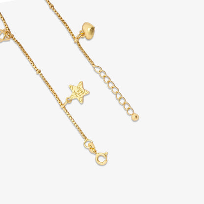 Gold Plated Heart Lucky Charm Silver Bracelet - Tweov Jewels