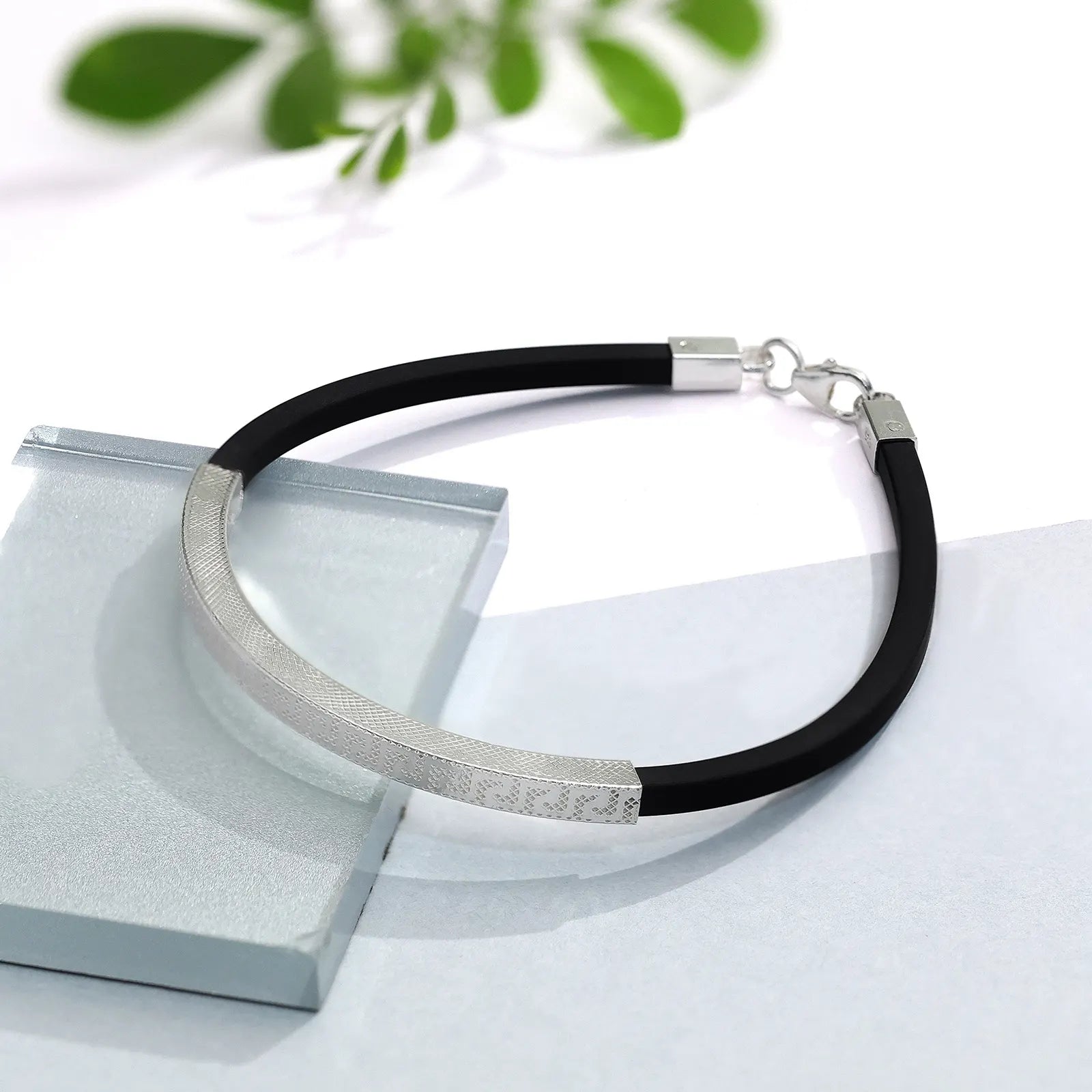 Silver Black Band Bracelet - Tweov Jewels