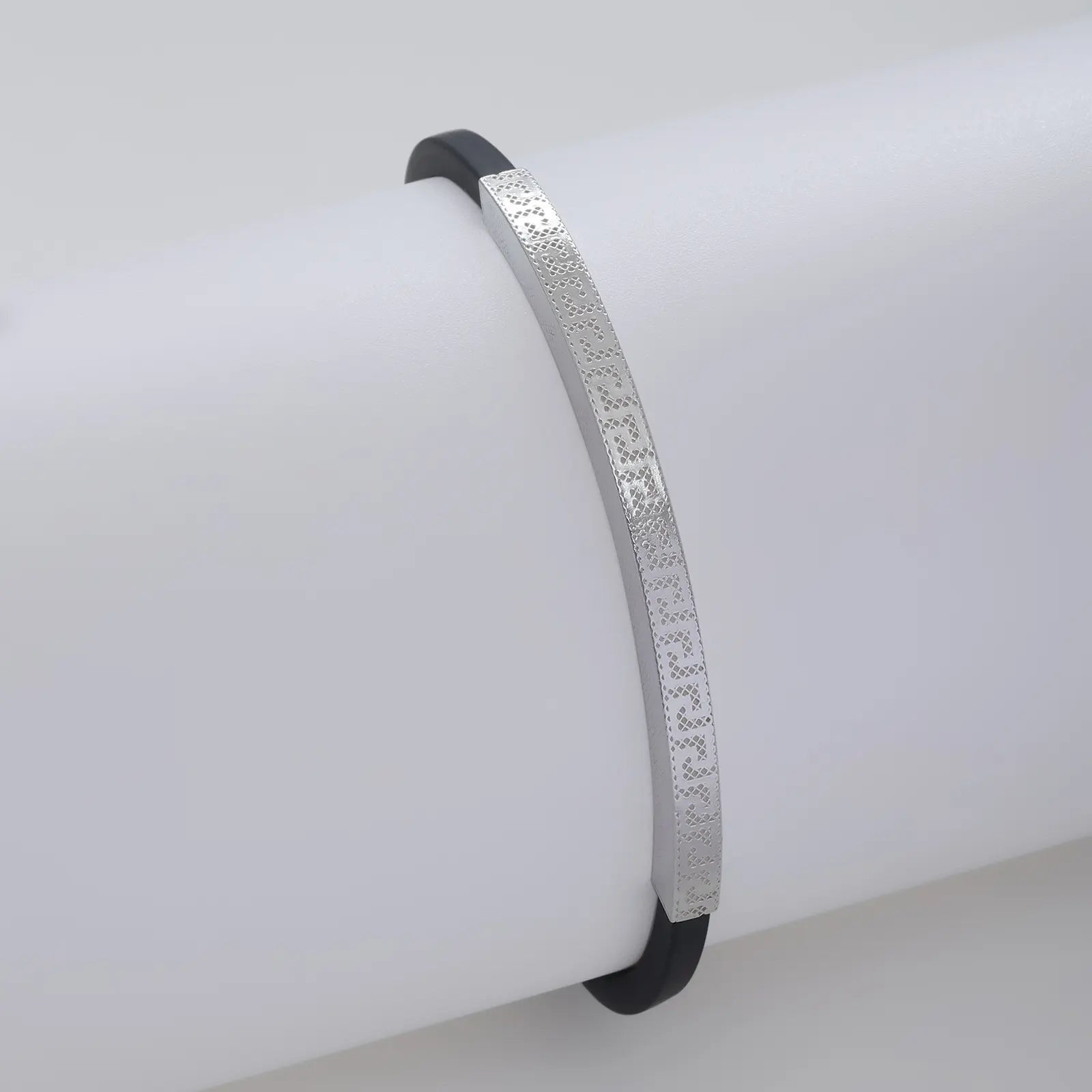Silver Black Band Bracelet - Tweov Jewels