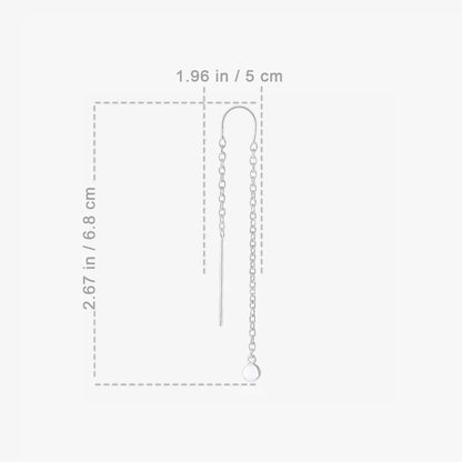 Threaded Long Chain Silver Earrings