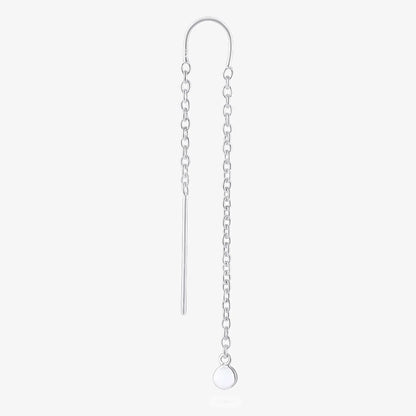 Threaded Long Chain Silver Earrings