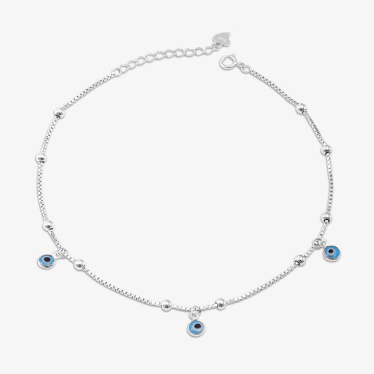 Trendy Evil Eye Silver Anklet for Women - Tweov Jewels