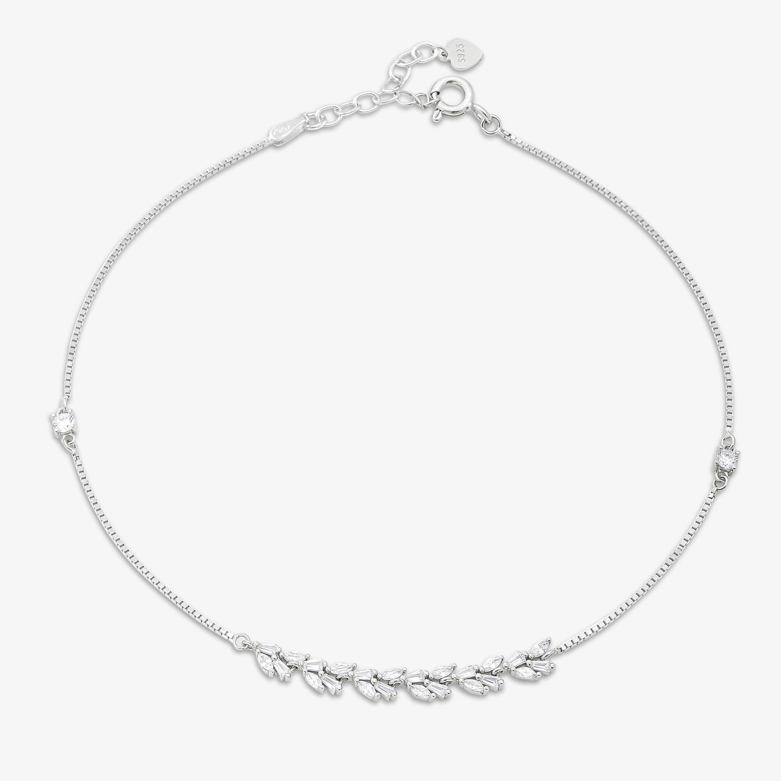 Silver Adjustable Leaf Design Anklet for Women - Tweov Jewels