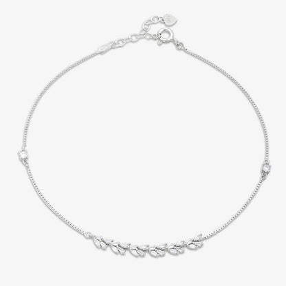 Silver Adjustable Leaf Design Anklet for Women - Tweov Jewels