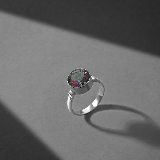 Silver Rings - Pure Silver Ring &#8211; Rich Multihue CZ Band For Wedding
