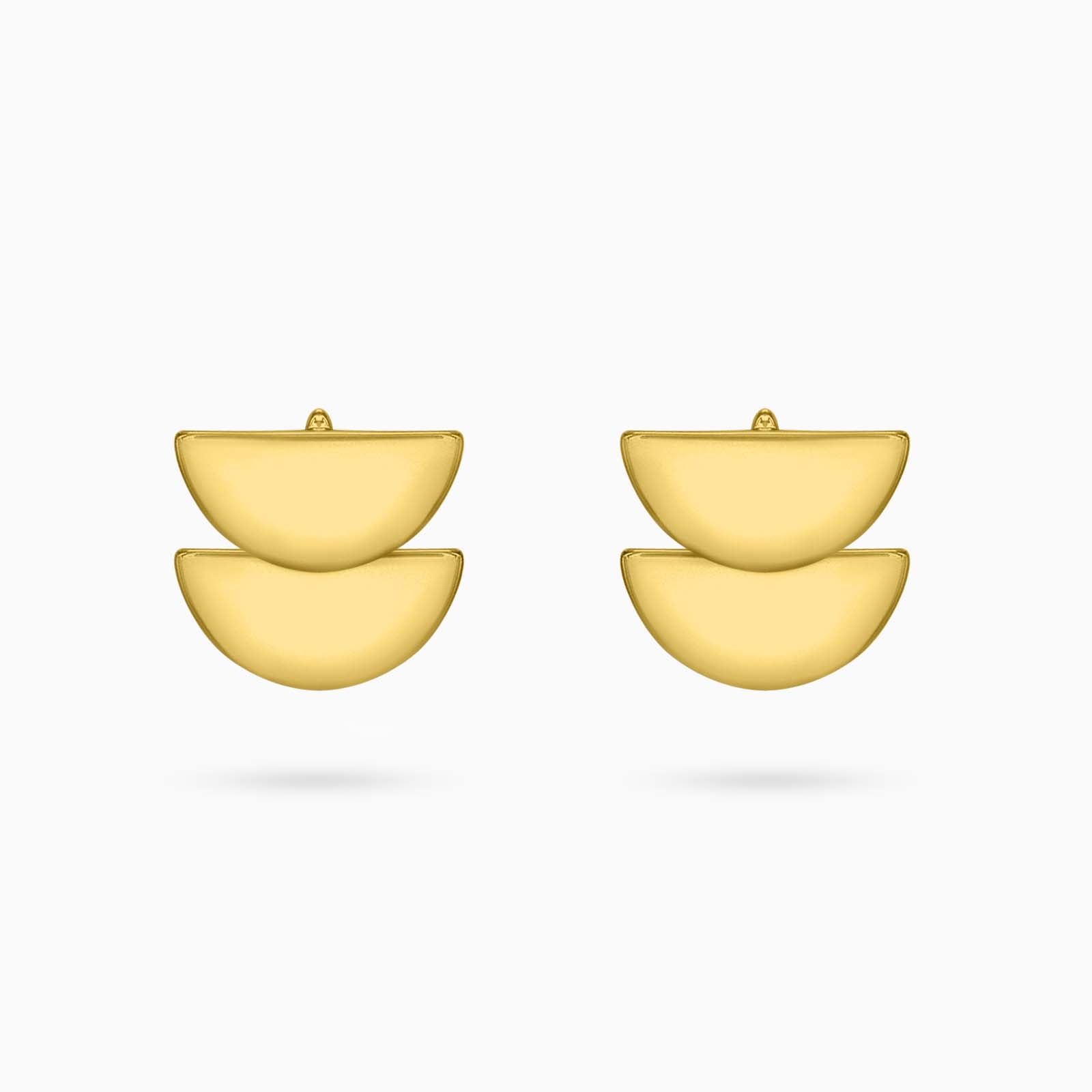 gold silver earrings - Pure Silver Earrings &#8211; Modernized 3 in 1 Gold Stud