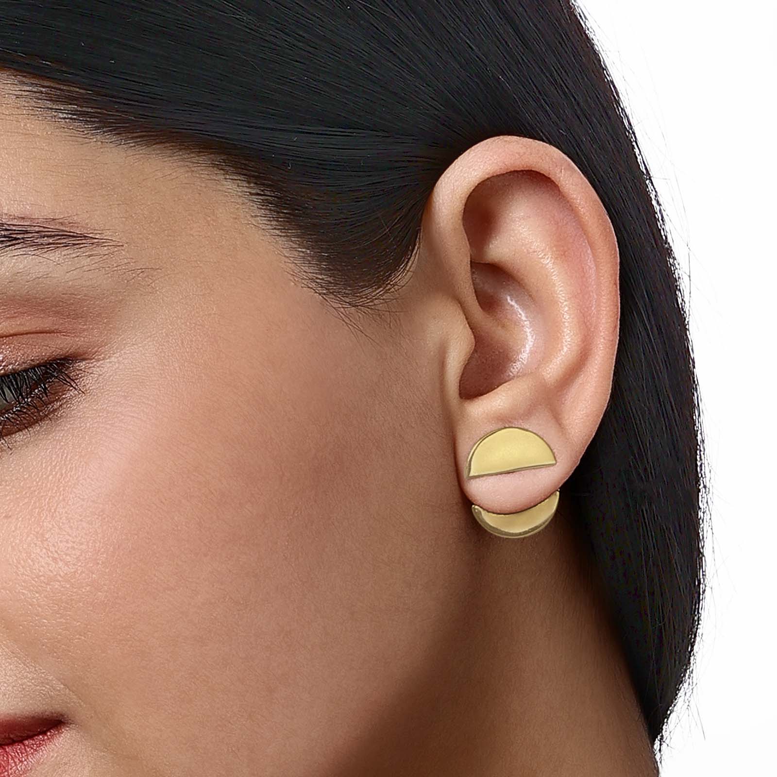Silver Earrings - Pure Silver Earrings &#8211; Modernized 3 in 1 Gold Stud