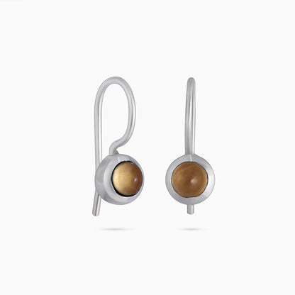 Silver Earrings - Pure Silver Earrings &#8211; Garnished With Tiger-Eye Stone