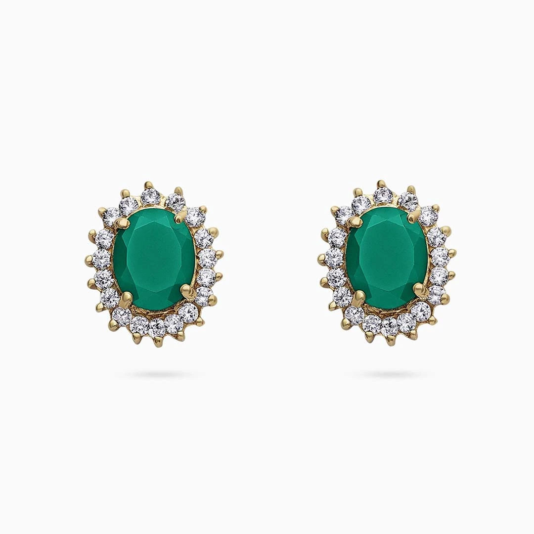 Emerald earrings and pendant set - Pure Silver Jewellery Sets &#8211; Royal Emerald Earrings With CZ Pendant Set