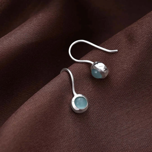 Drop Earrings - Pure Silver Earrings &#8211; Hook With Turquoise Stone