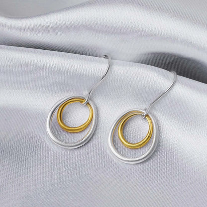 Classic Earrings - Pure Silver Earrings &#8211; Double Tint Scratch Circles
