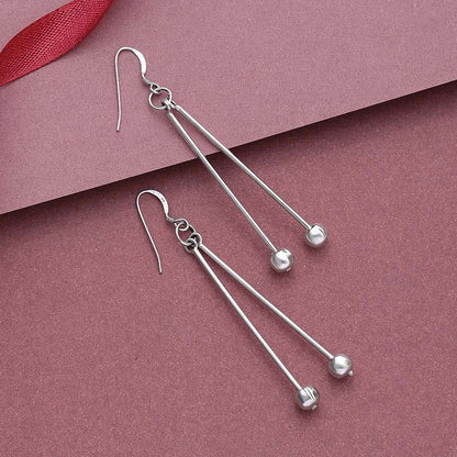 Contemporary Jewellery - Pure Silver Earrings &#8211; Double Delight Long Drop Model