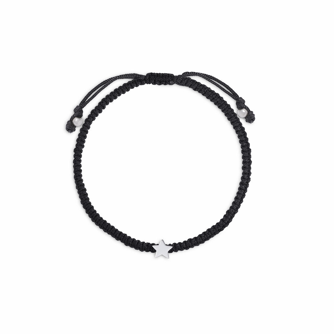 Thread - Pure Silver Anklet &#8211; Starlight Glow With Black Thread