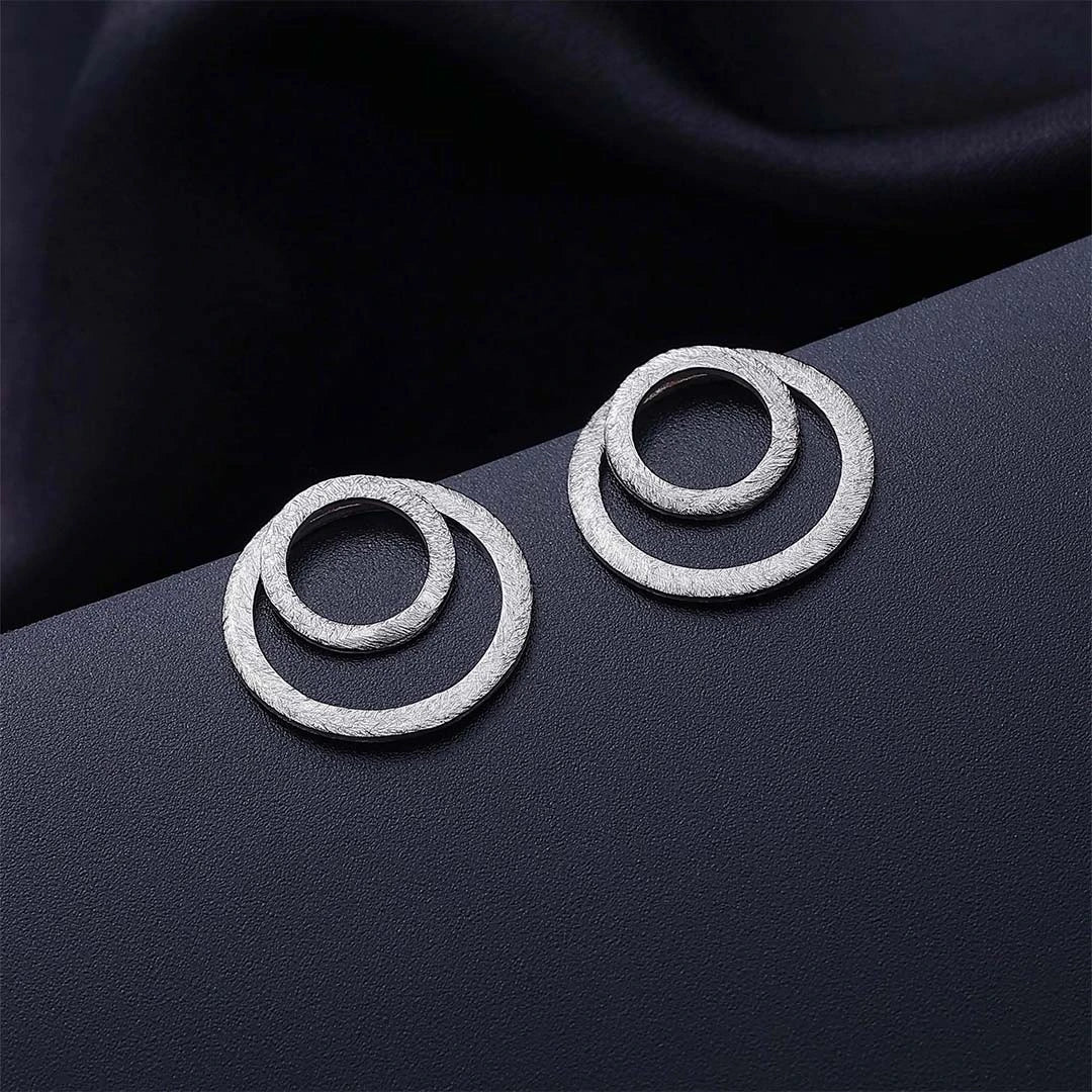 Contemporary Jewellery - Pure Silver Earrings &#8211; Twin Band Model