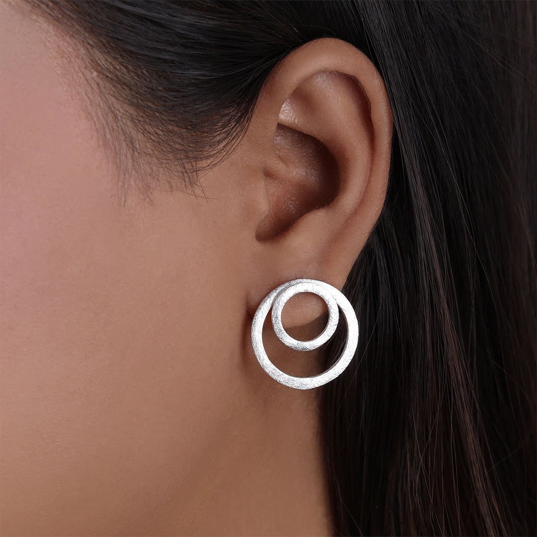 Drop Earrings - Pure Silver Earrings &#8211; Twin Band Model