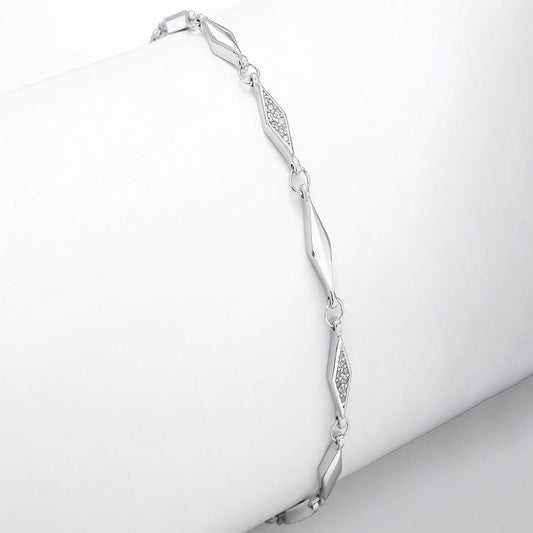 Geometric CZ Bracelet for Women – 925 Sterling Silver Rhodium Plated - Tweov Jewels